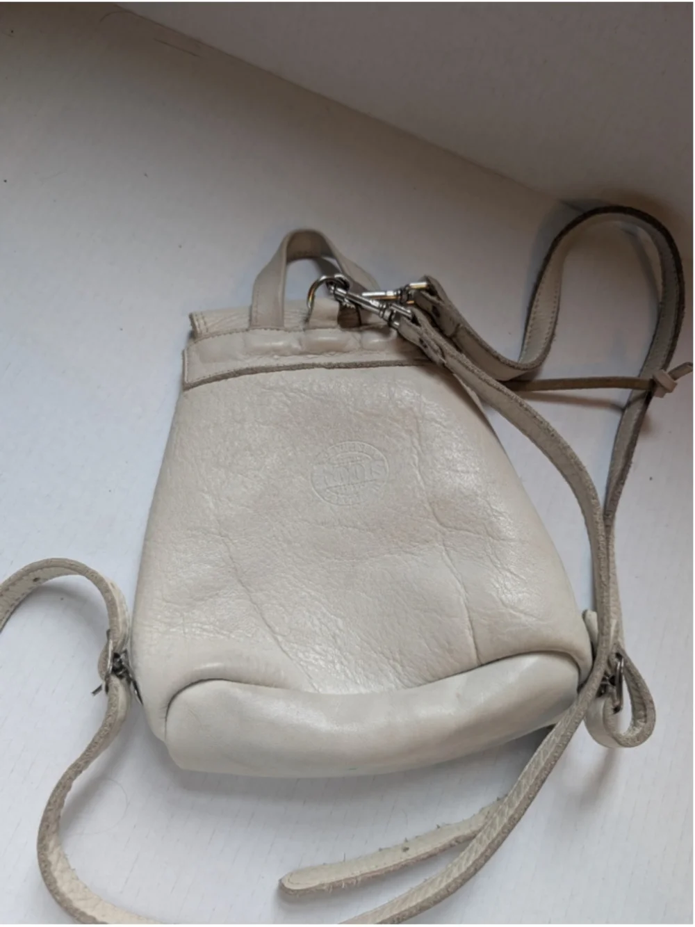 Roots Leather Mini Backpack in Off White Color In VGUC